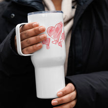 Load image into Gallery viewer, Splash of Hearts Travel mug with handle