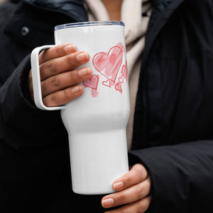 Splash of Hearts Travel mug with handle
