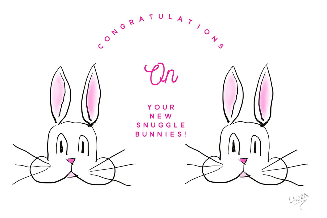 Congratulations White Bunnies Greeting Card