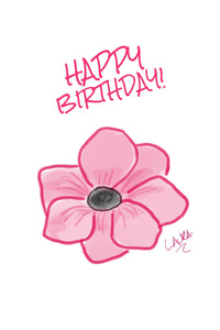 Birthday Cheery Pink Flower Greeting Card