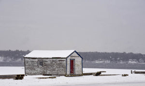 Snowy Boathouse Photo Print