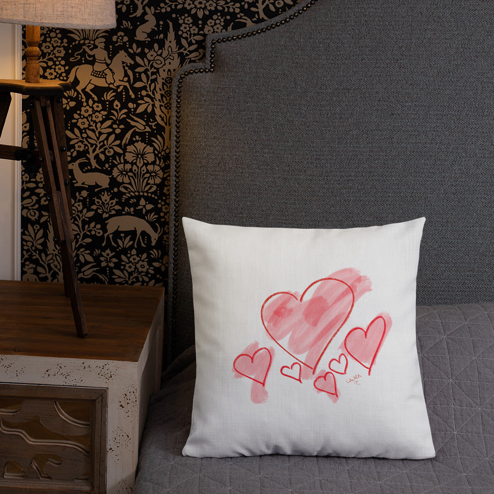 Splash of Hearts Premium Pillow