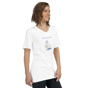 Clear Sailing In Pentwater V-Neck T-Shirt